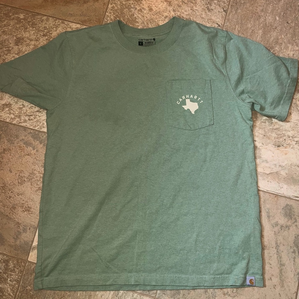 Carhartt Short Sleeve Pocket Tee in Green with Texas Logo